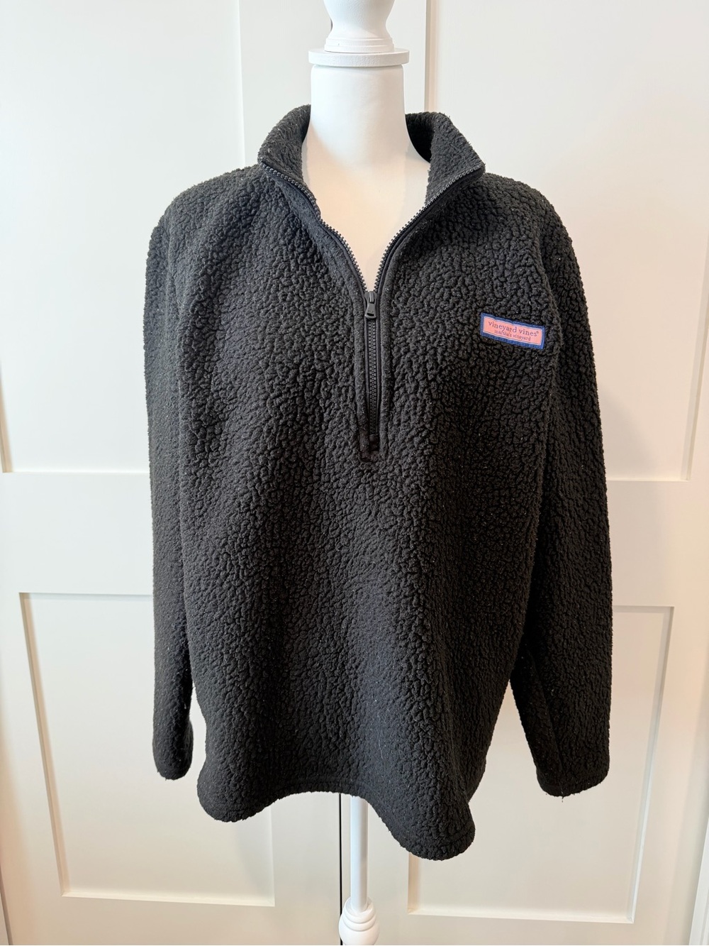Vineyard Vines Black Sherpa Half-Zip Pullover Jacket